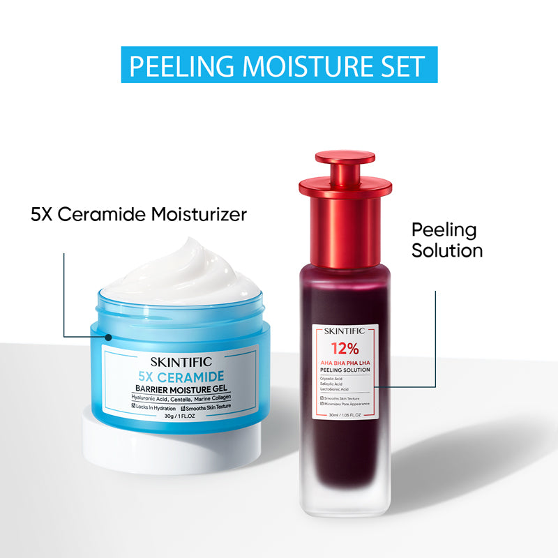 2PCS SKINCARE SET | ACID PEELING SOLUTION SERUM 30ML & 5X CERAMIDE BARRIER MOISTURIZER GEL 30G